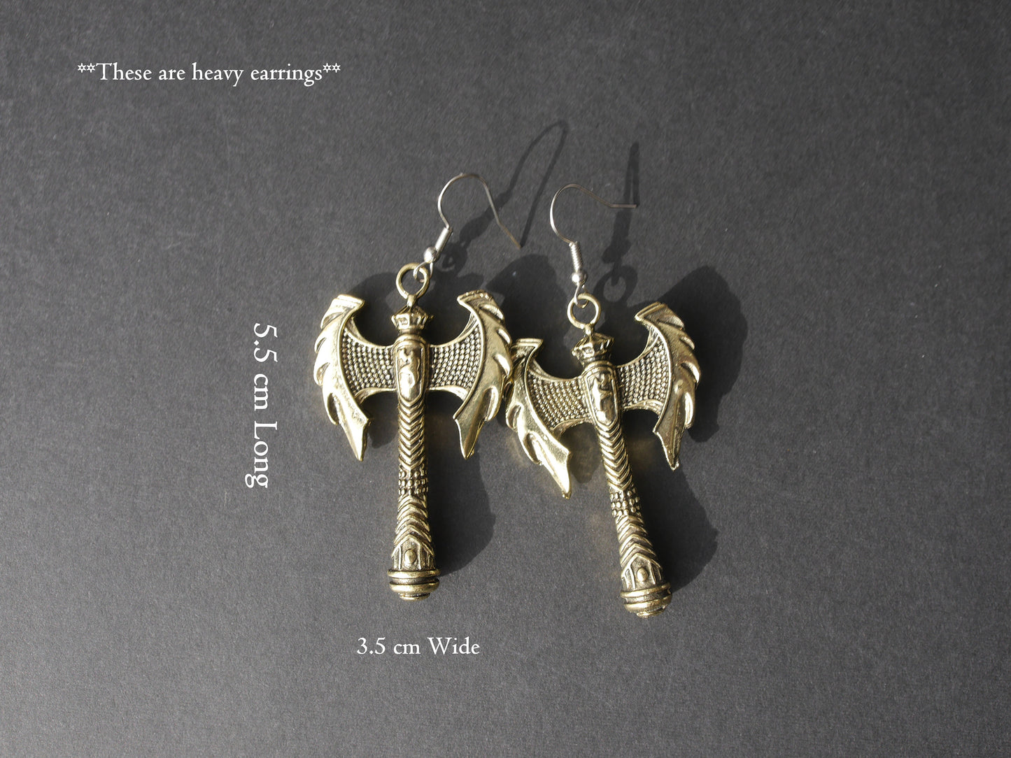 Ladies Teens Battle Axe Shaped Weapon Earrings