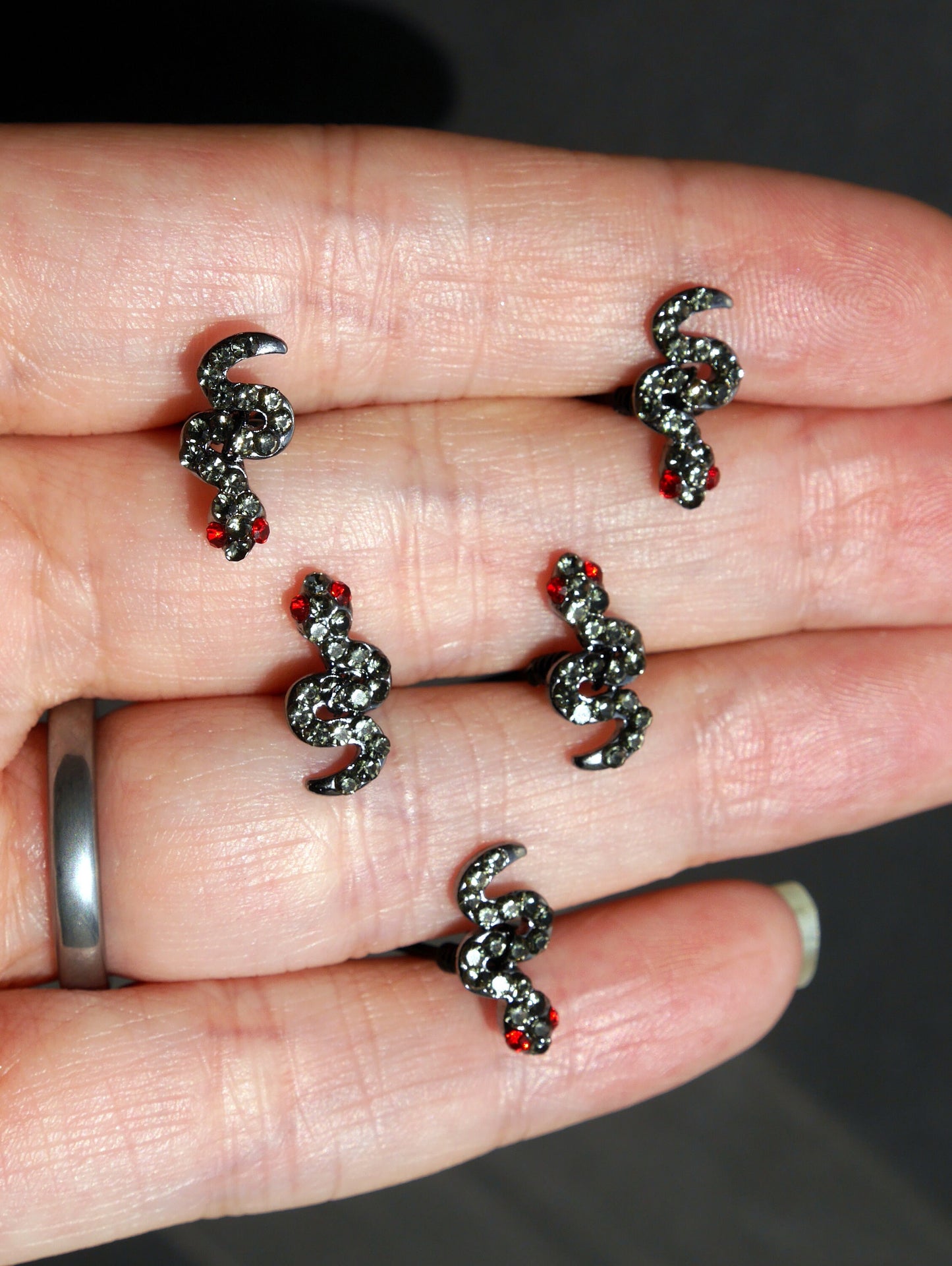 Mini Silver Snake Hair Grips, Snake Ballet Hair Pins, perfect for dancers, bridesmaids, to add a touch of gothic glam to wedding or prom hair.