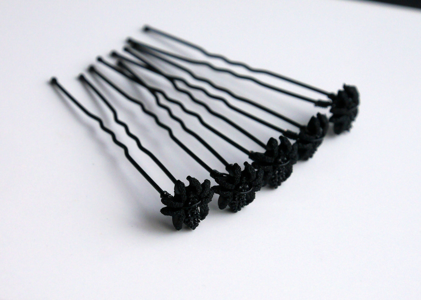 Black and Silver Shaped Mini Spider Hair Pins (Set of 5)