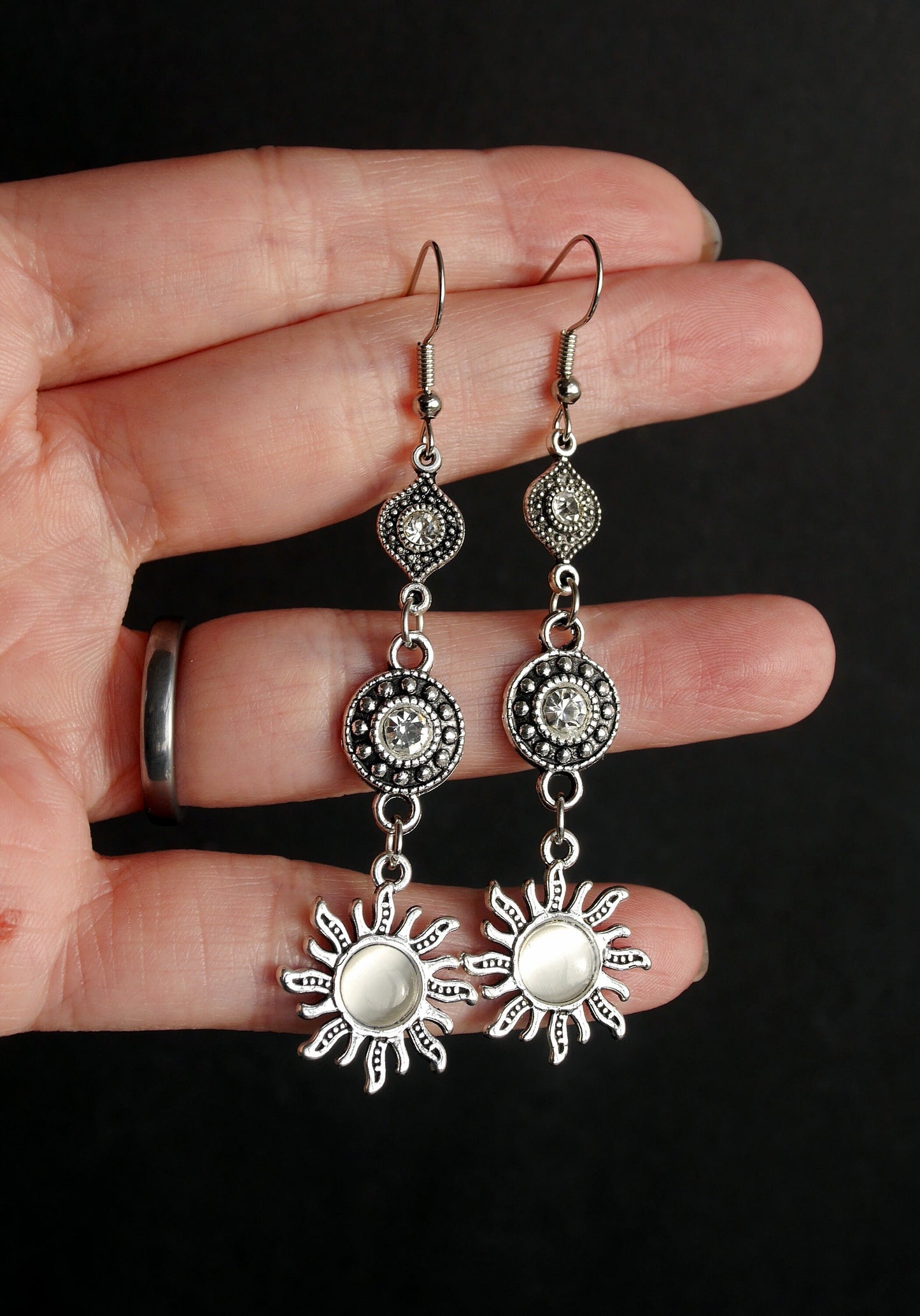 Colorful Flower Shaped Dangling Hanging Earrings (Pink, Green, White or Orange)