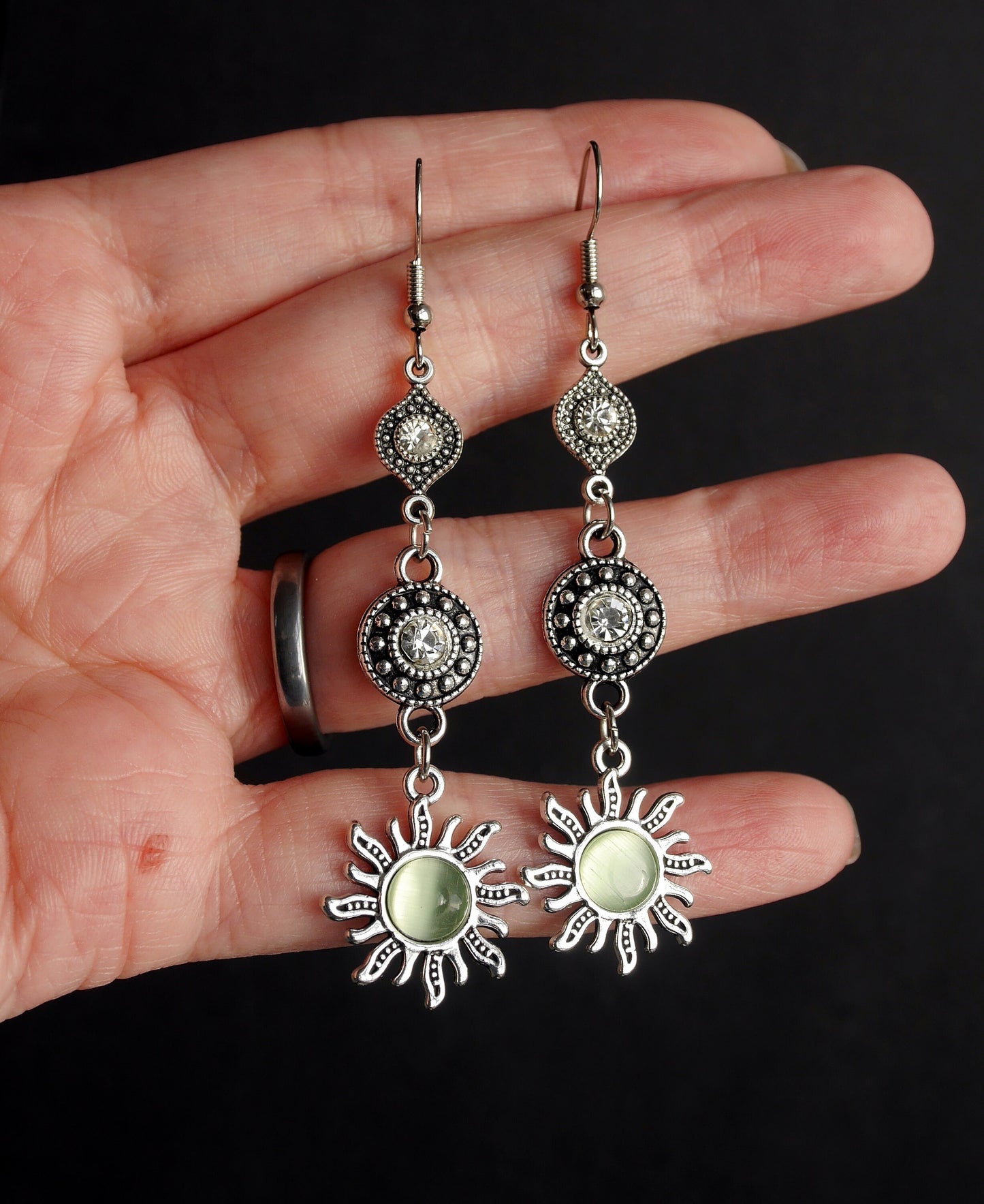 Colorful Flower Shaped Dangling Hanging Earrings (Pink, Green, White or Orange)