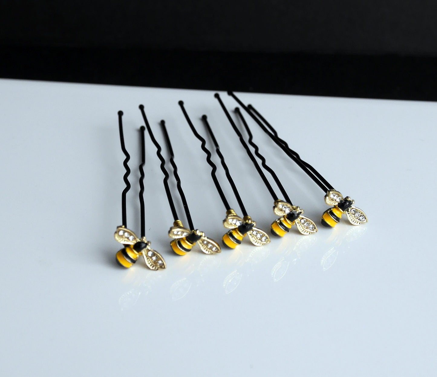 Beautiful Diamante Bee Hair Pins, Mini Bumble Bee Hair Grips, a lovely addition to your hive of hair.