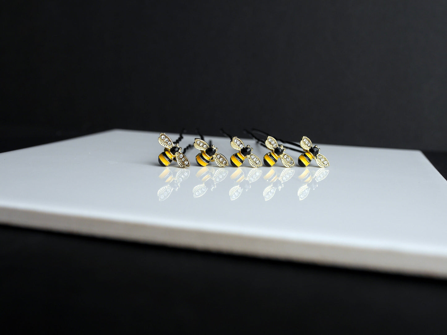 Beautiful Diamante Bee Hair Pins, Mini Bumble Bee Hair Grips, a lovely addition to your hive of hair.