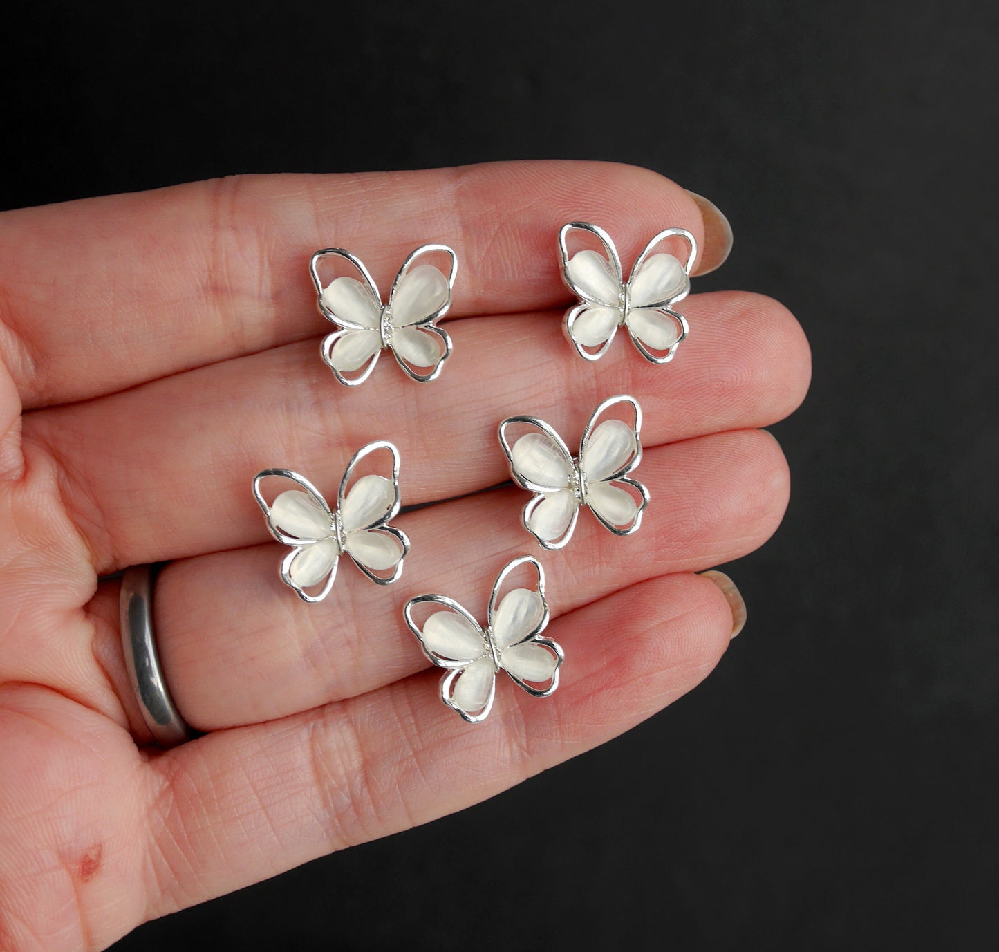 Mini White Pink or Green Butterfly Hair Pins (Set of 5 Hair Pins)