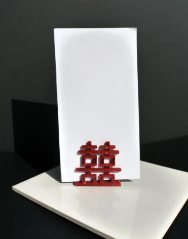 Large Chinese Asian Double Happiness Symbol Shaped Name Card Stands