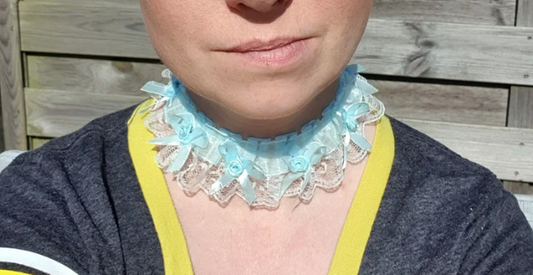 Baby Blue and White Ruffle Lace Choker