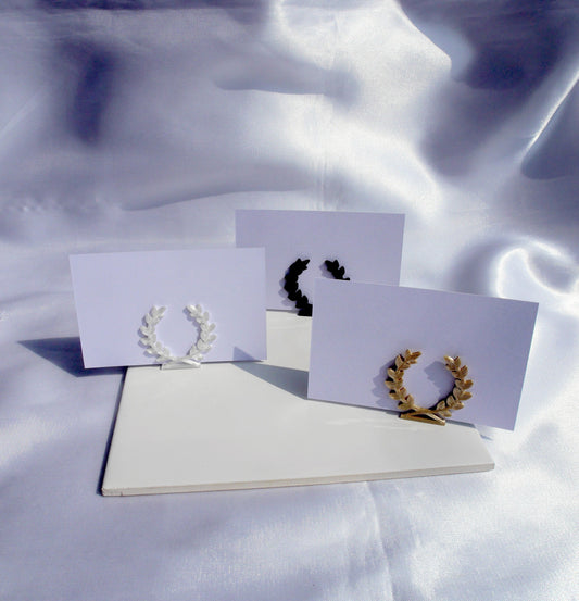 Laurel Wreath Shaped Seating Name Holders, Hellenic Style Wedding Name Stand, Wedding Name Display, Greek Wreath Symbol Place Holder
