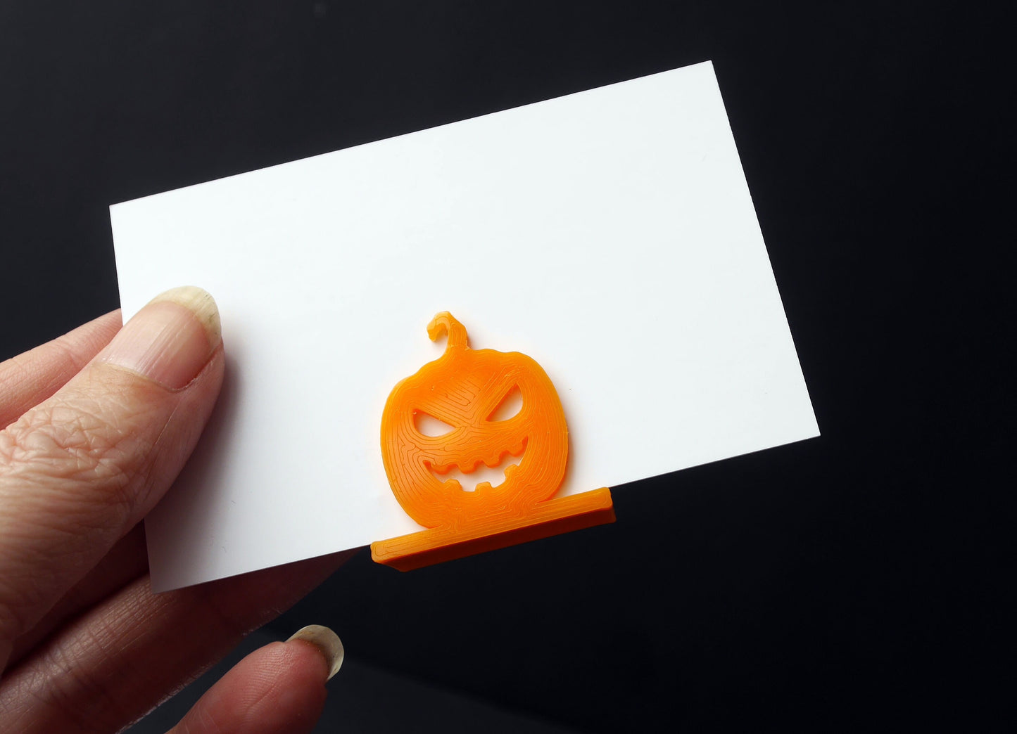 Scary Carved Pumpkin Shaped Halloween Party Place Card Holders