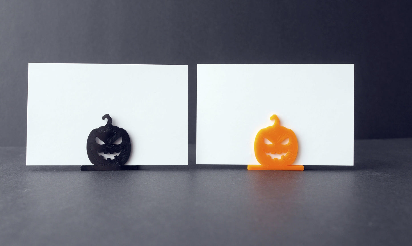 Scary Carved Pumpkin Shaped Halloween Party Place Card Holders