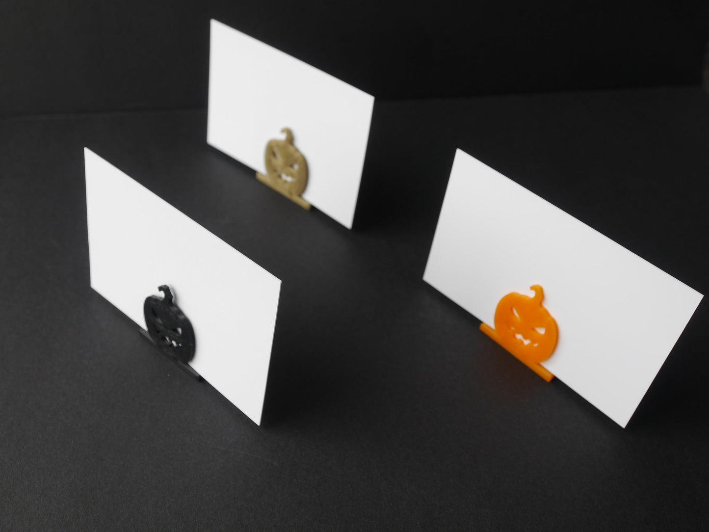 Scary Carved Pumpkin Shaped Halloween Party Place Card Holders