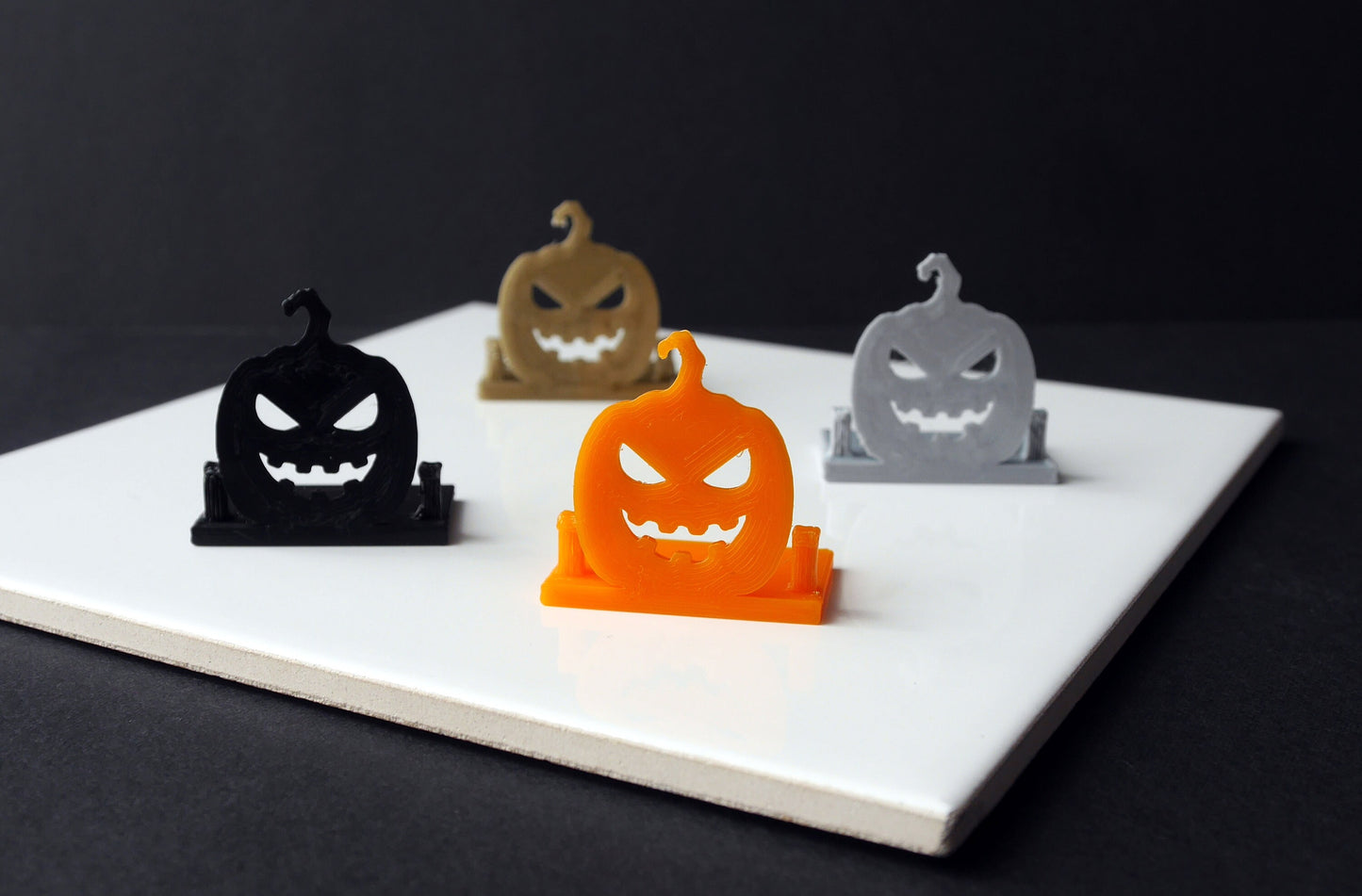 Scary Carved Pumpkin Shaped Halloween Party Place Card Holders