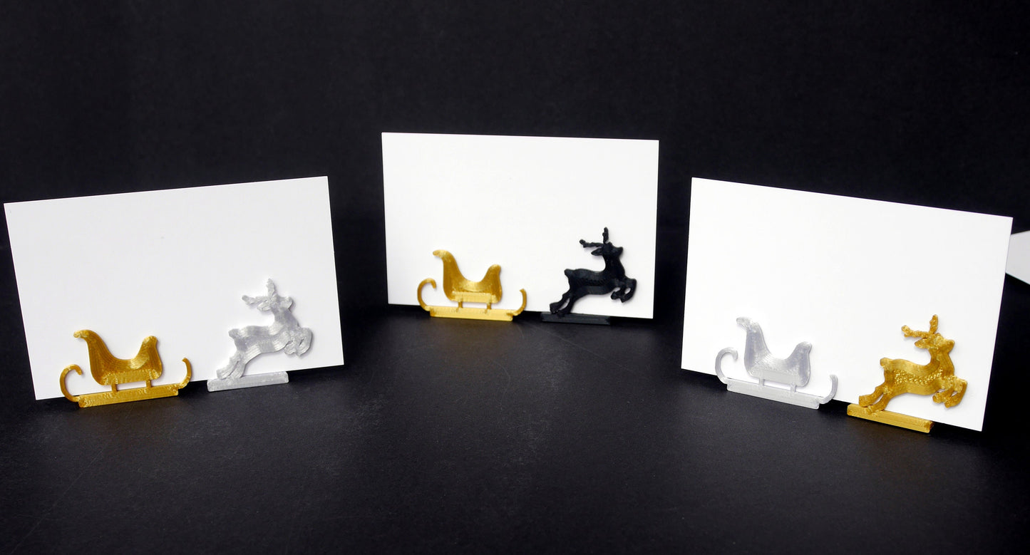 Christmas Theme Reindeer and Sleigh Shaped Escort Card Holders