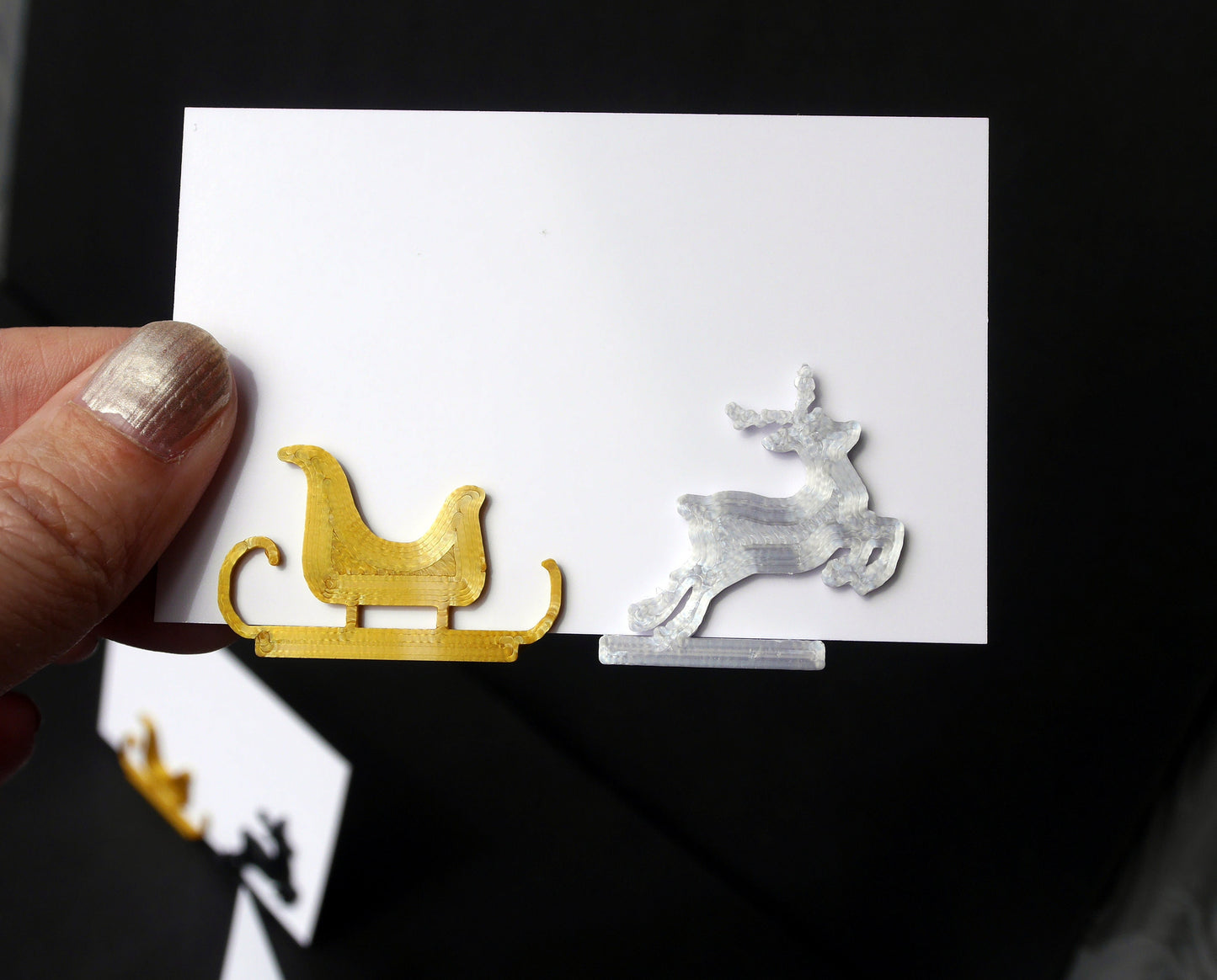 Christmas Theme Reindeer and Sleigh Shaped Escort Card Holders