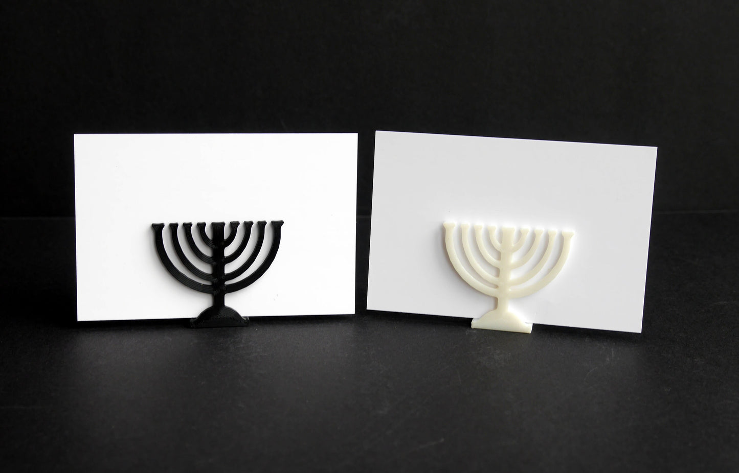Nine Branched Menorah Shaped Gold Name Card Stands
