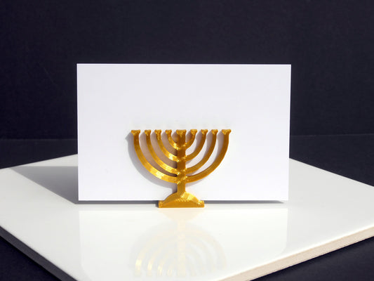 Nine Branched Menorah Shaped Gold Name Card Stands