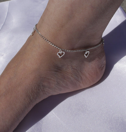 Heart Shaped Charm Ankle Bracelet