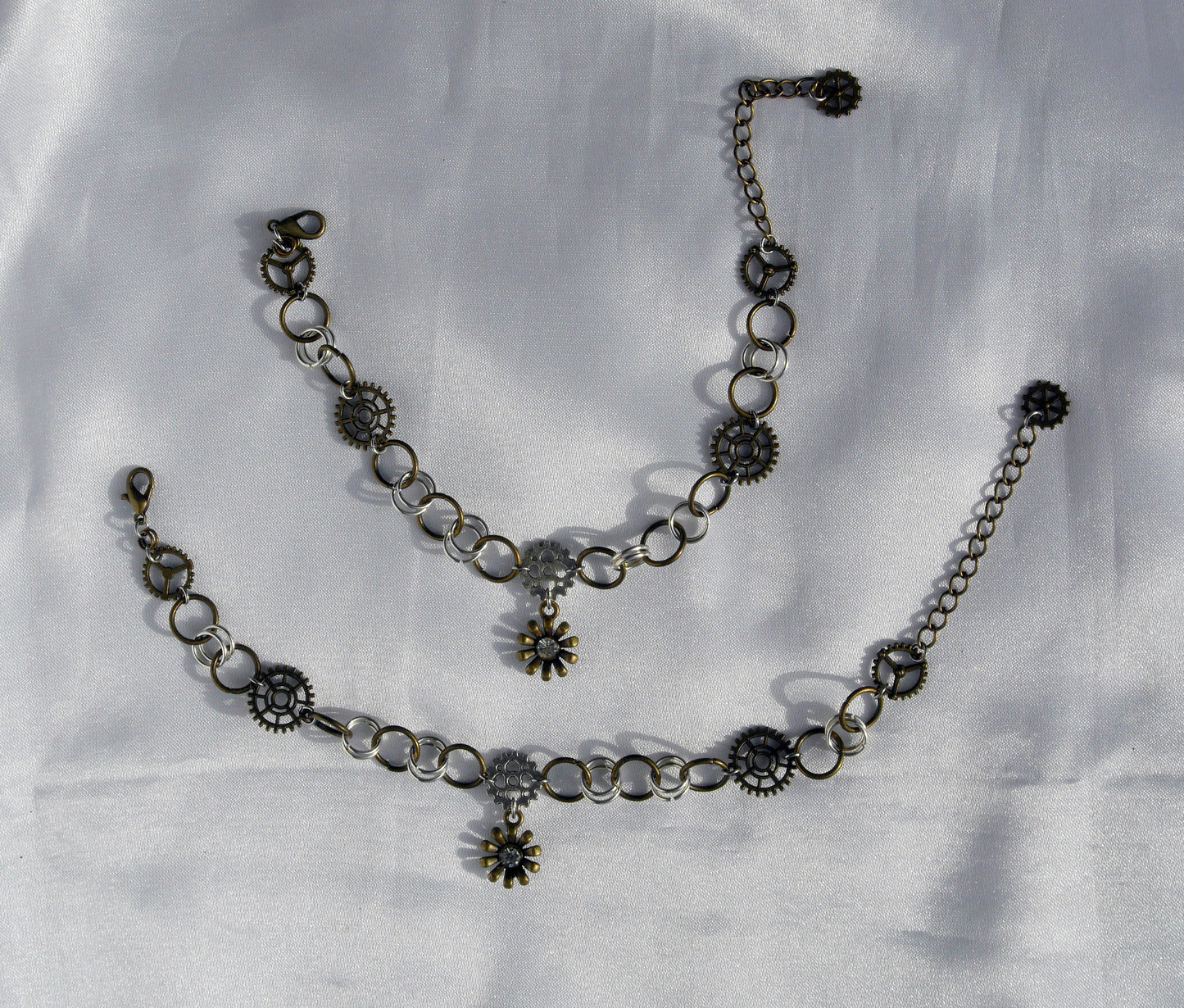 Steampunk Industrial Theme Bronze Flower Bracelet