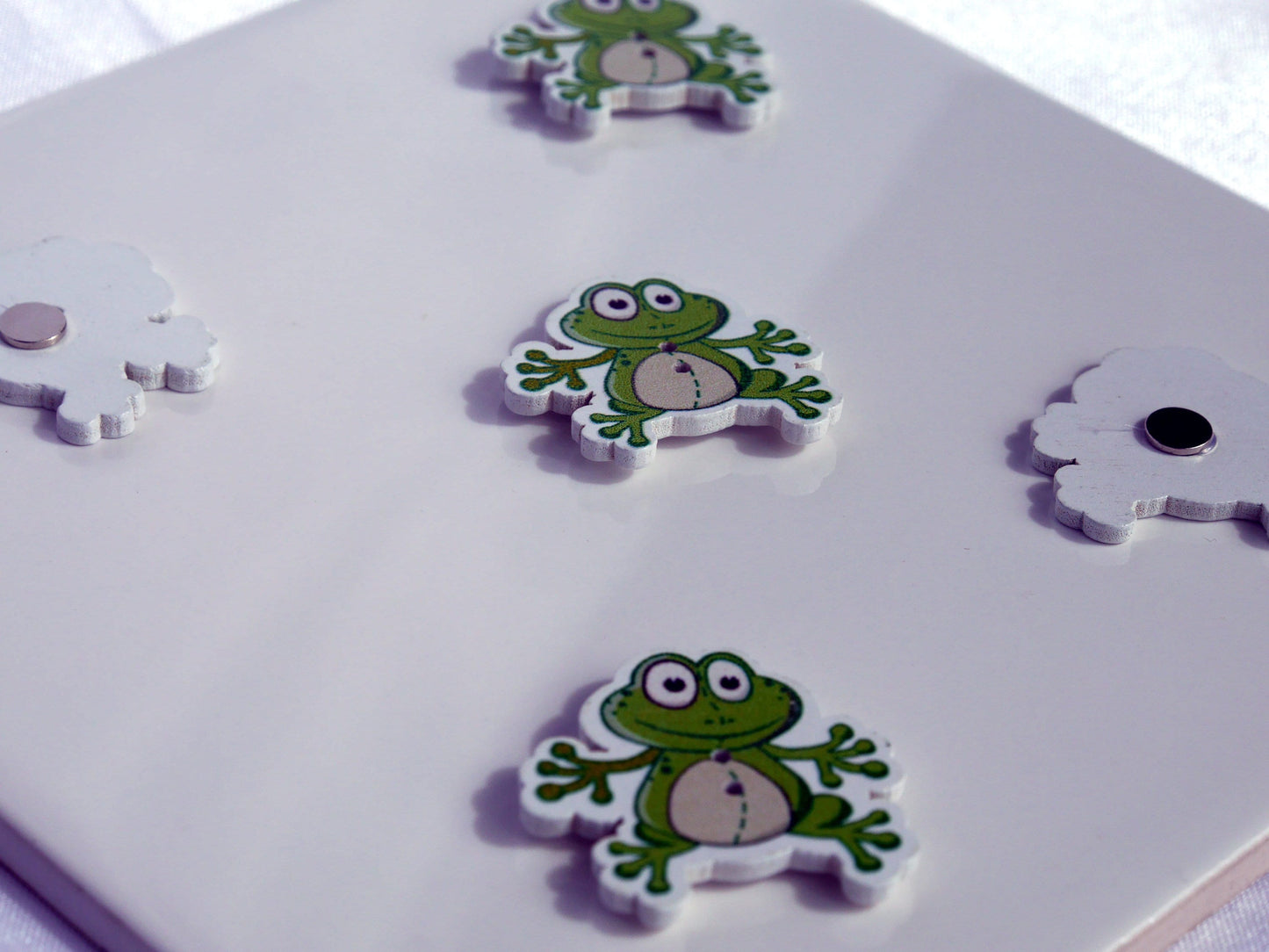 Green Frog Shaped Wooden Mini Magnets (Set of 5 Magnets)