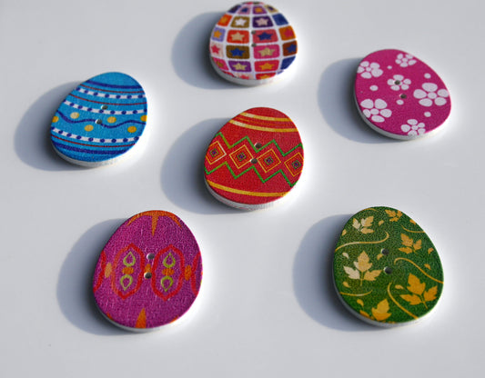 Easter Egg Colourful Wooden Fridge Magnets - (Set of 5 Magnets)