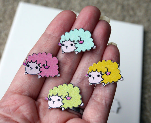 Farmyard Theme Sheep Shaped Colourful Wooden Fridge Magnets - (Set of 5 Magnets)