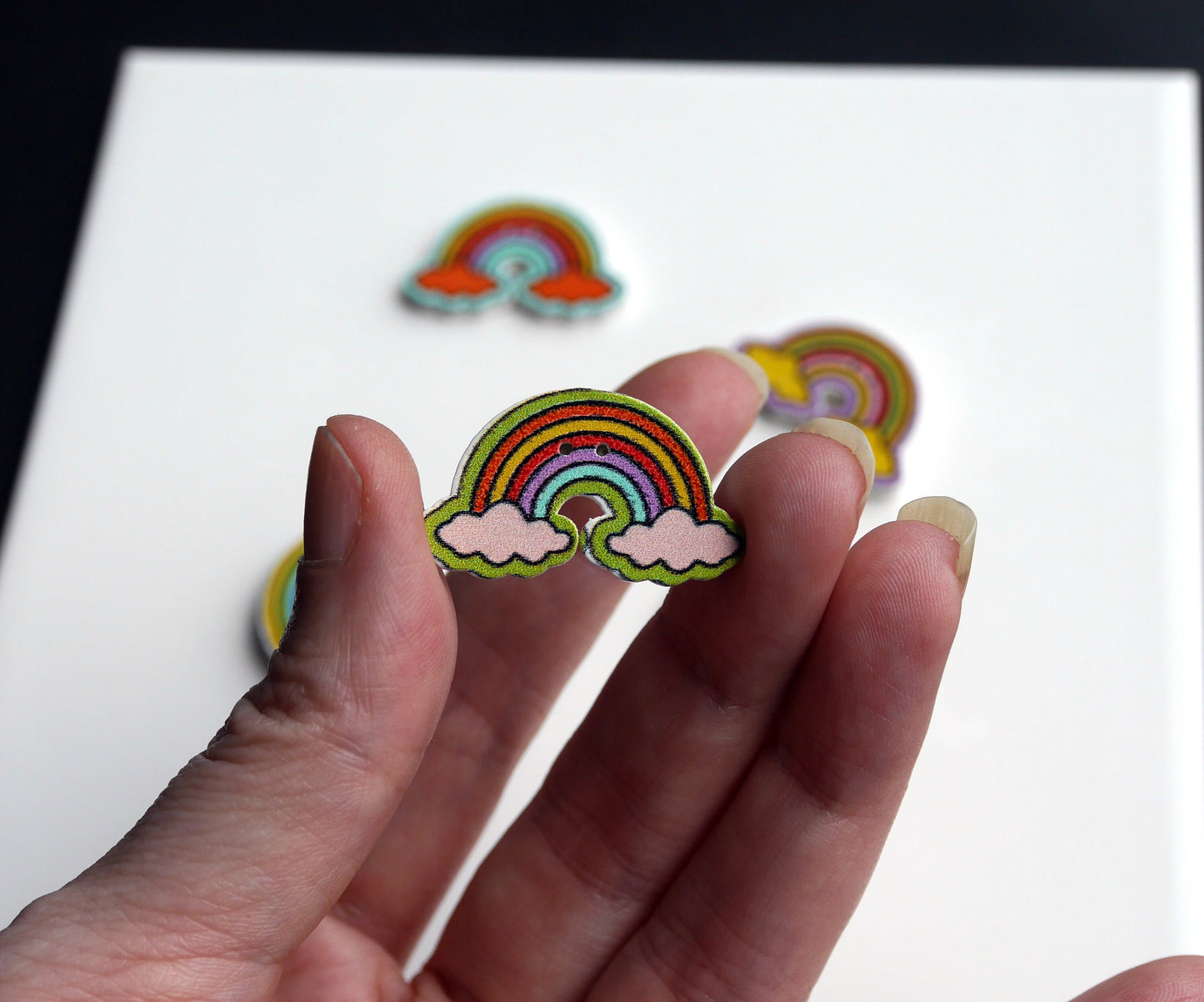Rainbow Shaped Wooden Mini Fridge Magnets (Set of 5 Magnets)