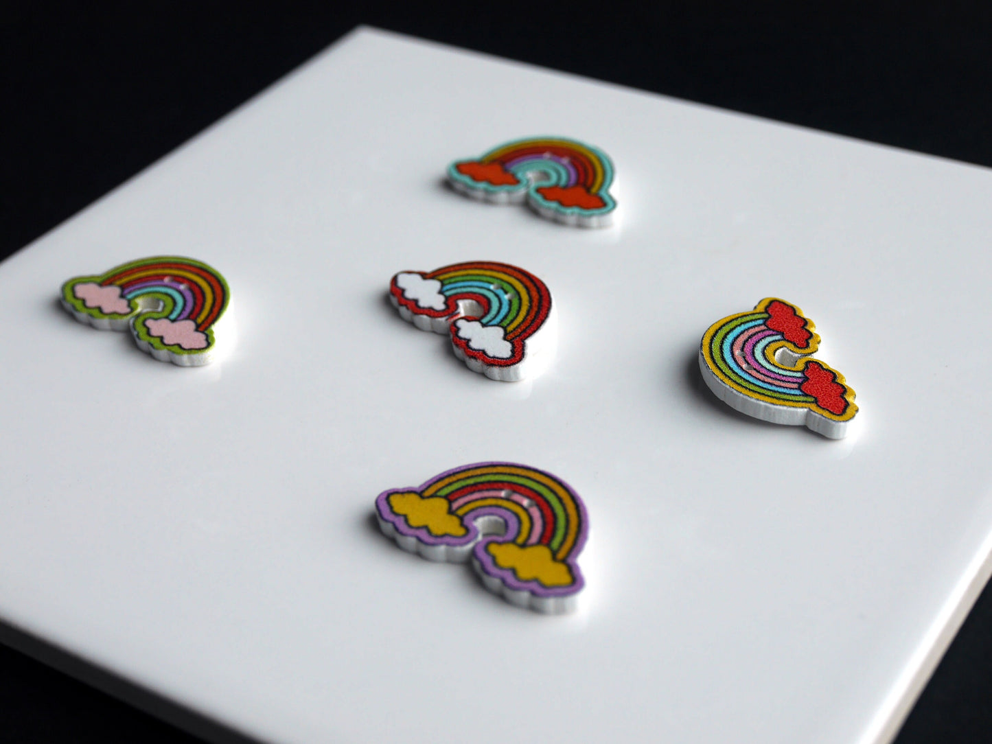 Rainbow Shaped Wooden Mini Fridge Magnets (Set of 5 Magnets)