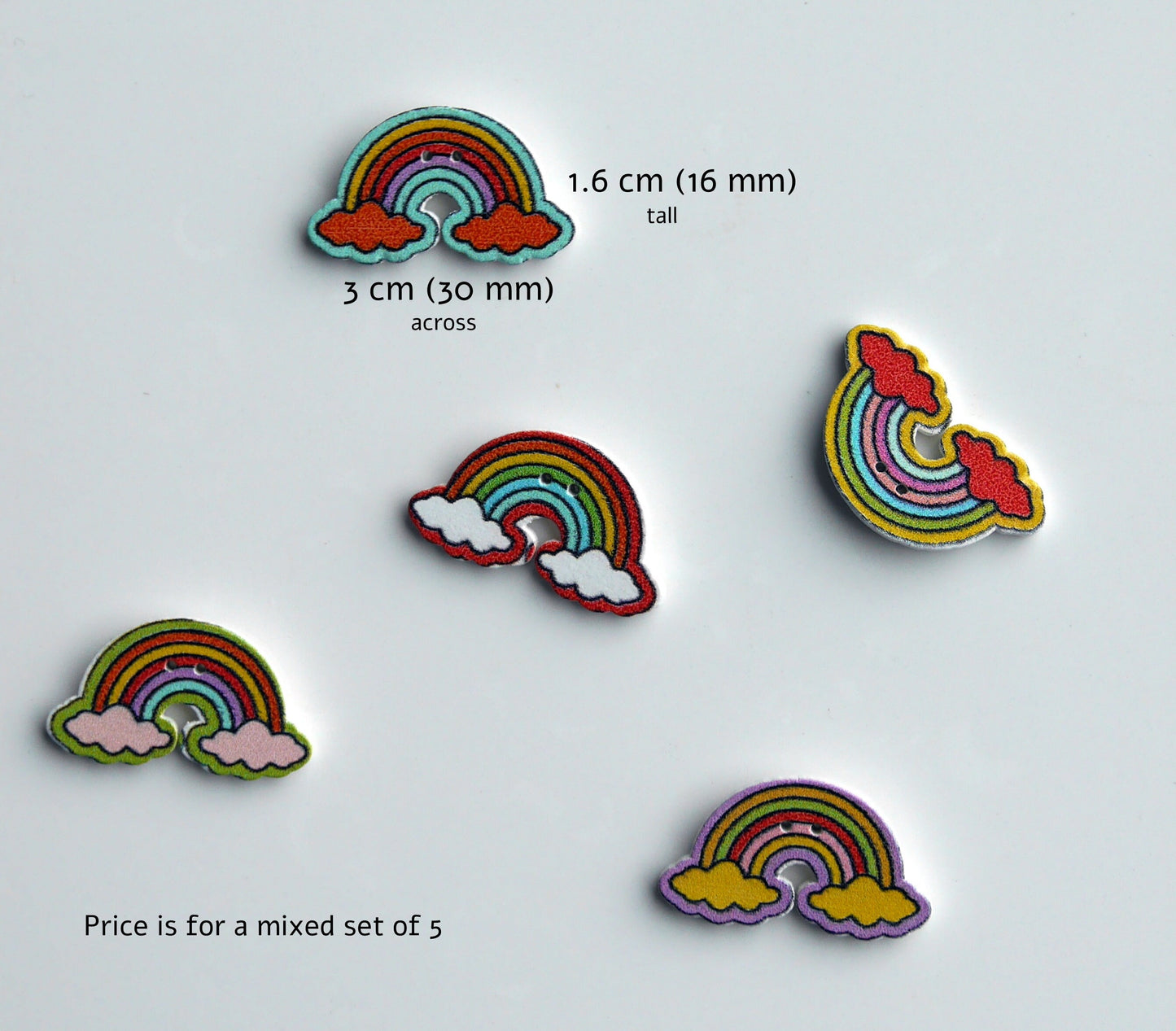 Rainbow Shaped Wooden Mini Fridge Magnets (Set of 5 Magnets)