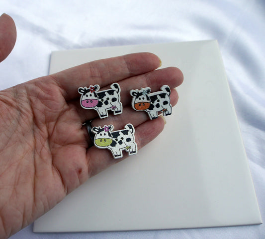 Cow Shaped Wooden Fridge Mini Magnets - (Set of 5 Magnets)