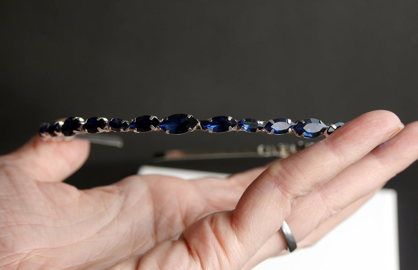 Navy Blue Rhinestone Tiara Hair Accessory