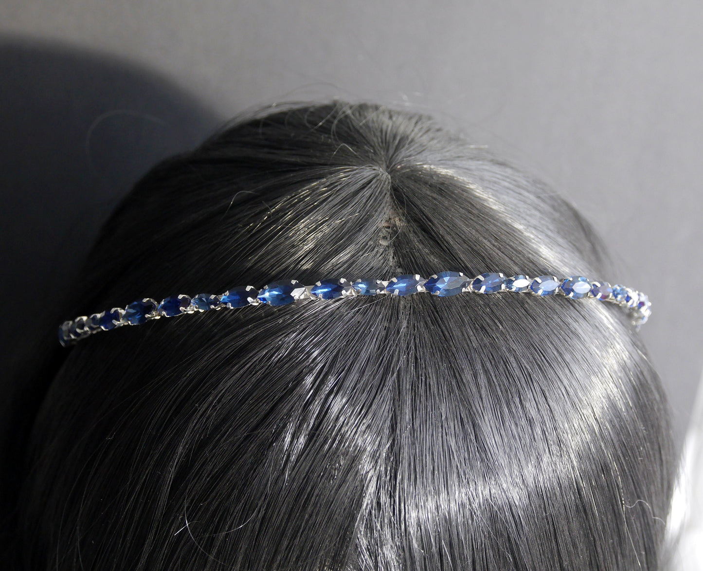 Navy Blue Rhinestone Tiara Hair Accessory