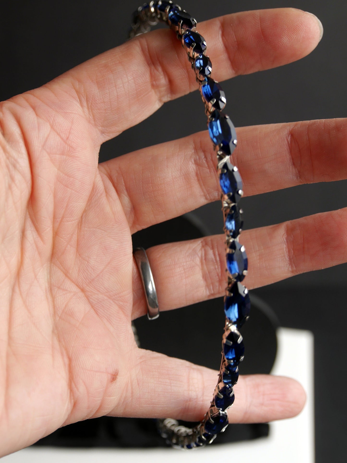 Navy Blue Rhinestone Tiara Hair Accessory