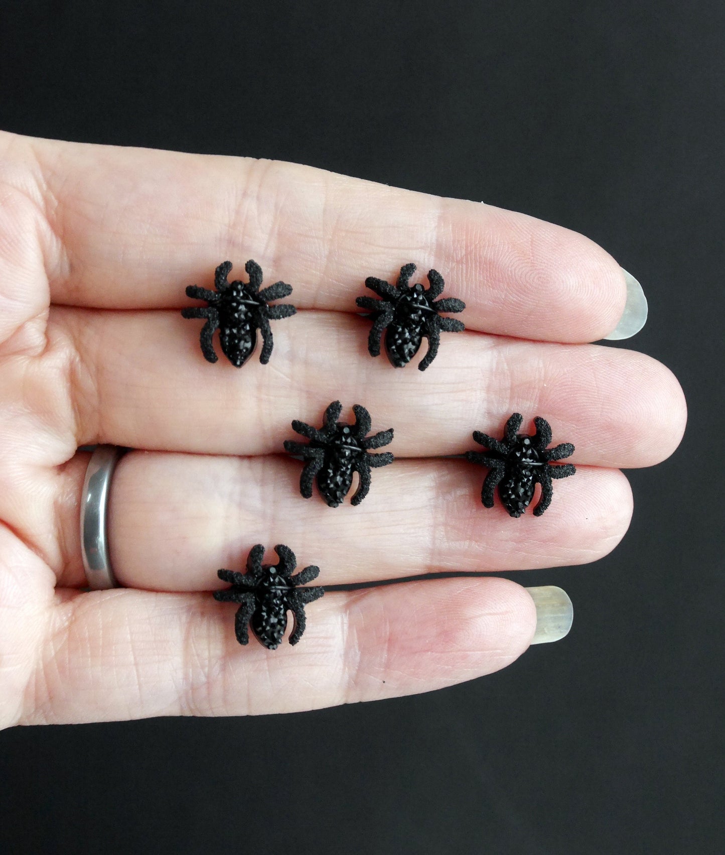 Black and Silver Shaped Mini Spider Hair Pins (Set of 5)